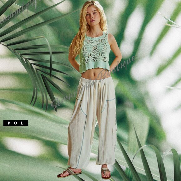 POL Mint Green Crochet Crop Top - Picture 3 of 11